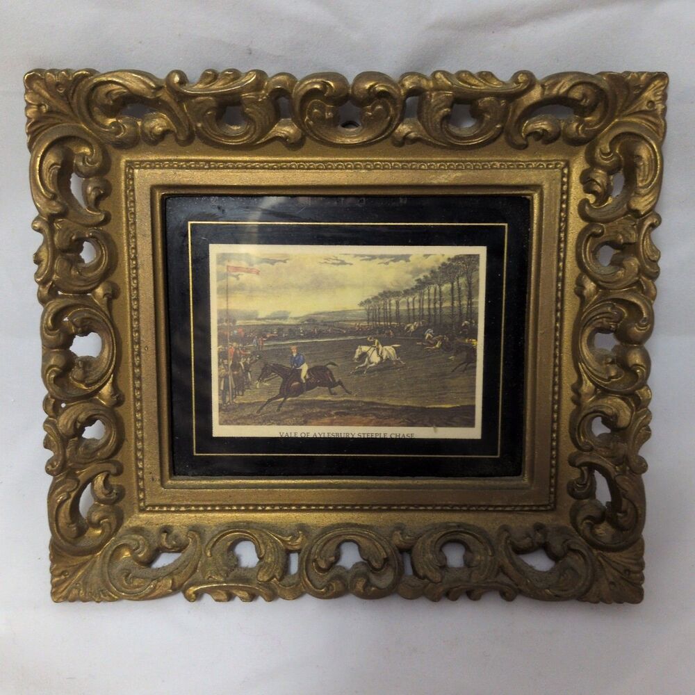 Vintage Turner Mfg Co Framed Print Vale of Aylesbury Steeple Chase TMC 1011 7.5"